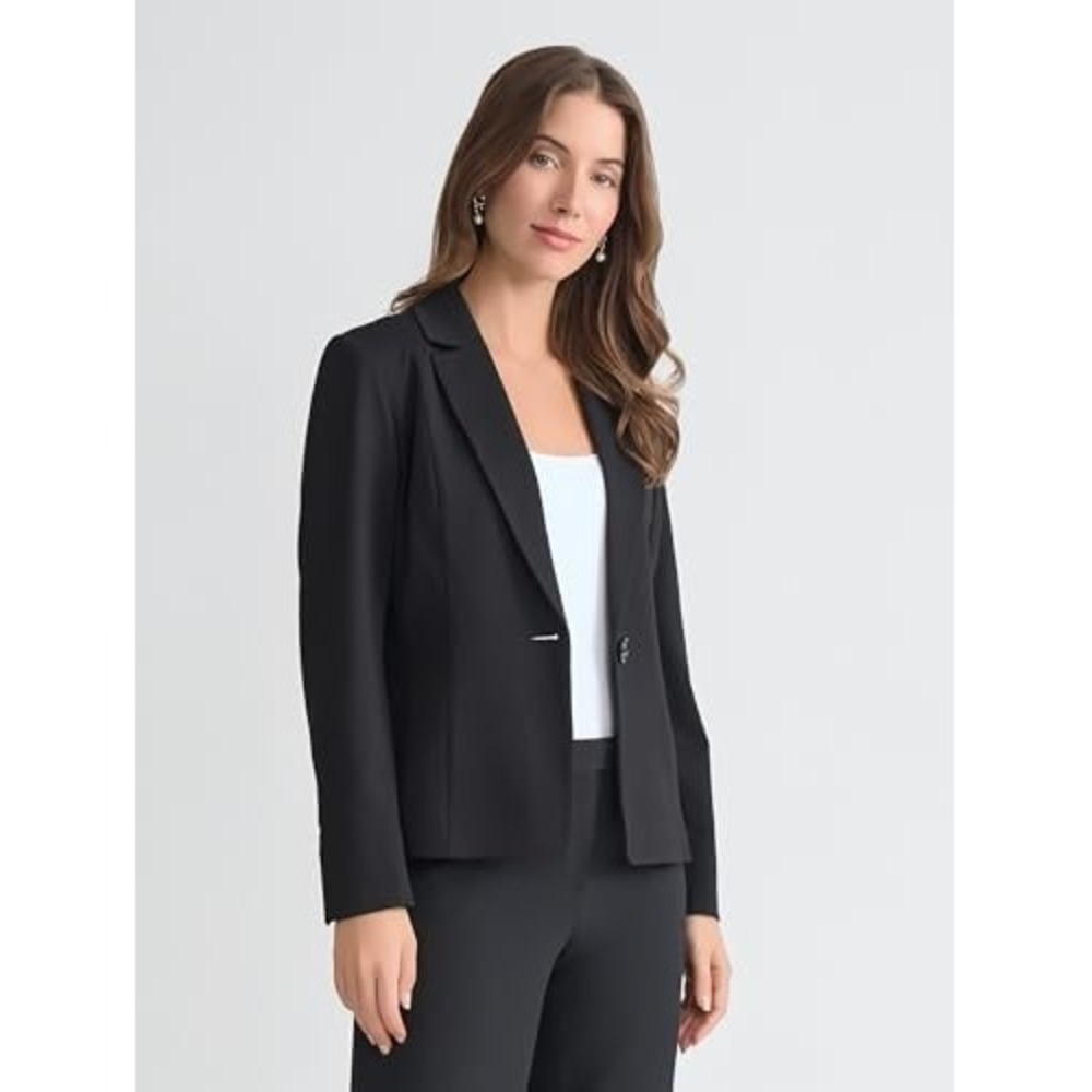 Kasper Petite Womens Black One Button Blazer Jacket Size 4P NWT